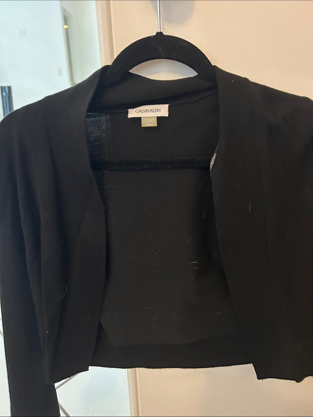 Calvin Klein Black Cropped Open-Front Bolero Shrug